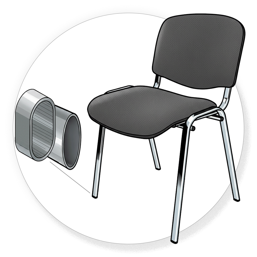 Angled oval chair legs